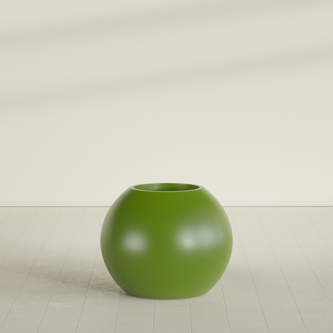 Globe Large Sphere Fiberglass Planter - 30 in x 30 in x 24 in - Satin Green - Satin Green,30 in x 30 in x 24 in
