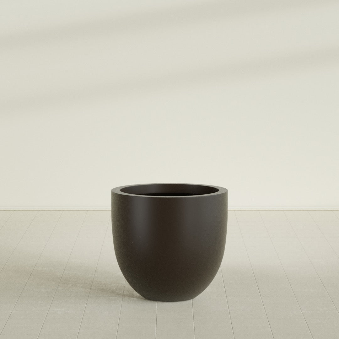 Alzira Large Round Fiberglass Planter - 30 in x 30 in x 28 in - Matte Brown - Matte Brown,30 in x 30 in x 28 in