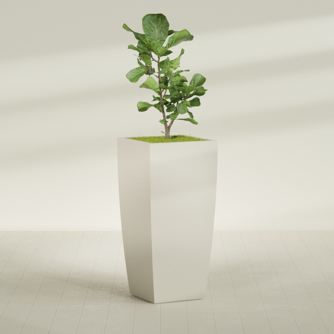 Toulan Extra Large Tall Tapered Square Fiberglass Planter - 28 in x 28 in x 60 in - Satin Beige - Satin Beige,28 in x 28 in x 60 in