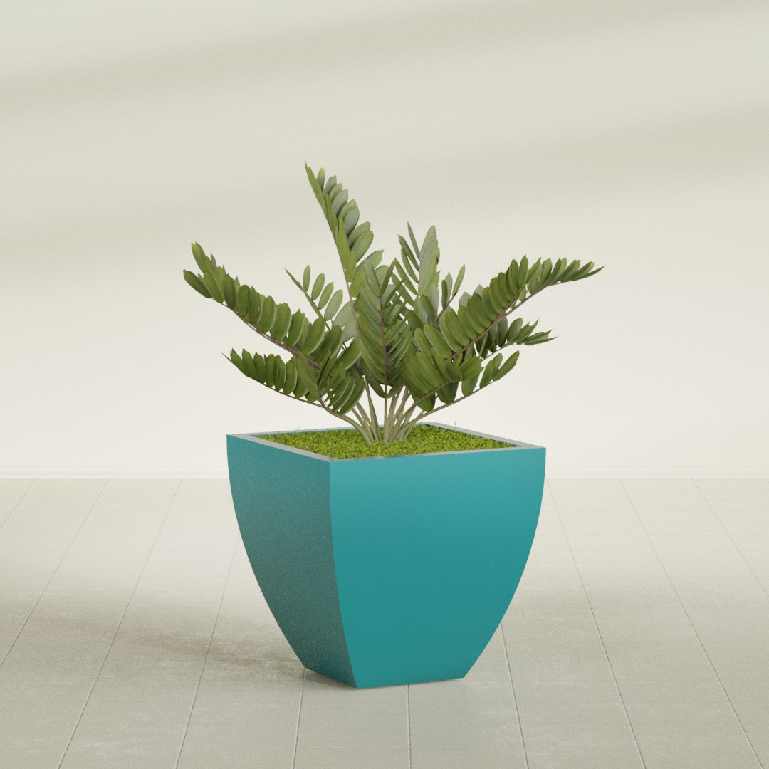 Lima Medium Tapered Square Fiberglass Planter - 24 in x 24 in x 24 in - Satin Sea Foam - Satin Sea Foam,24 in x 24 in x 24 in