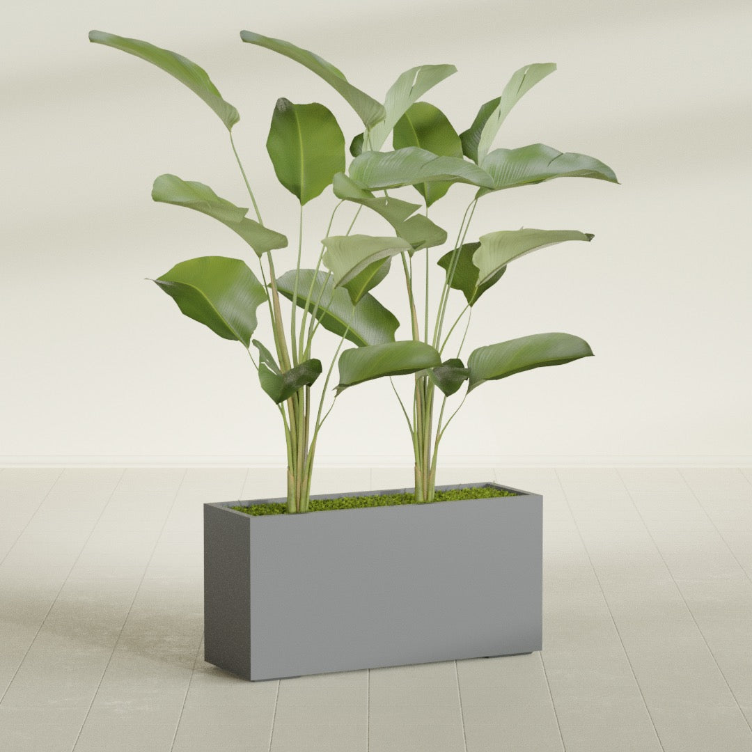 Tolga Extra Large Long Rectangle Fiberglass Planter - 48 in x 16 in x 24 in - Metallic Gunmetal - Metallic Gunmetal,48 in x 16 in x 24 in