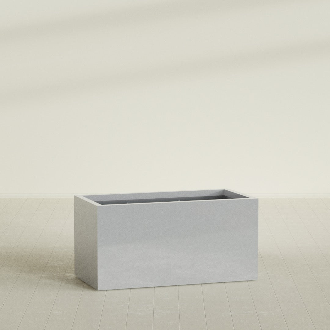 Granada Extra Large Long Rectangle Fiberglass Planter - 48 in x 24 in x 24 in - Metallic Silver - Metallic Silver,48 in x 24 in x 24 in
