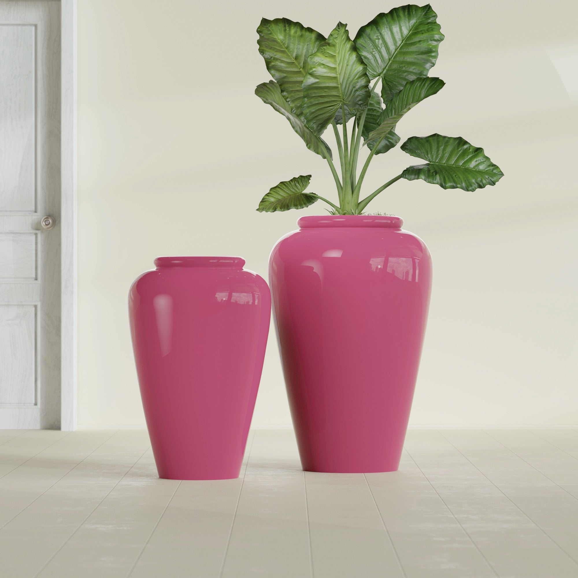 Bara Jar Large Round Fiberglass Planter - 20 in x 20 in x 31 in - Gloss Pink Violet - Gloss Pink Violet,20 in x 20 in x 32 in