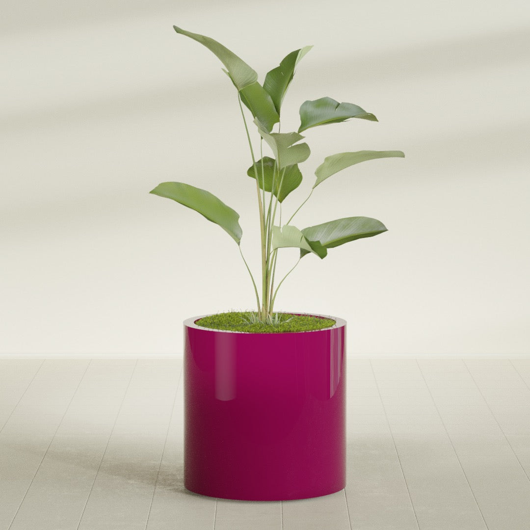 Rio Grande Medium Round Fiberglass Planter - 22 in x 22 in x 22 in - Gloss Eggplant - Gloss Eggplant,22 in x 22 in x 22 in