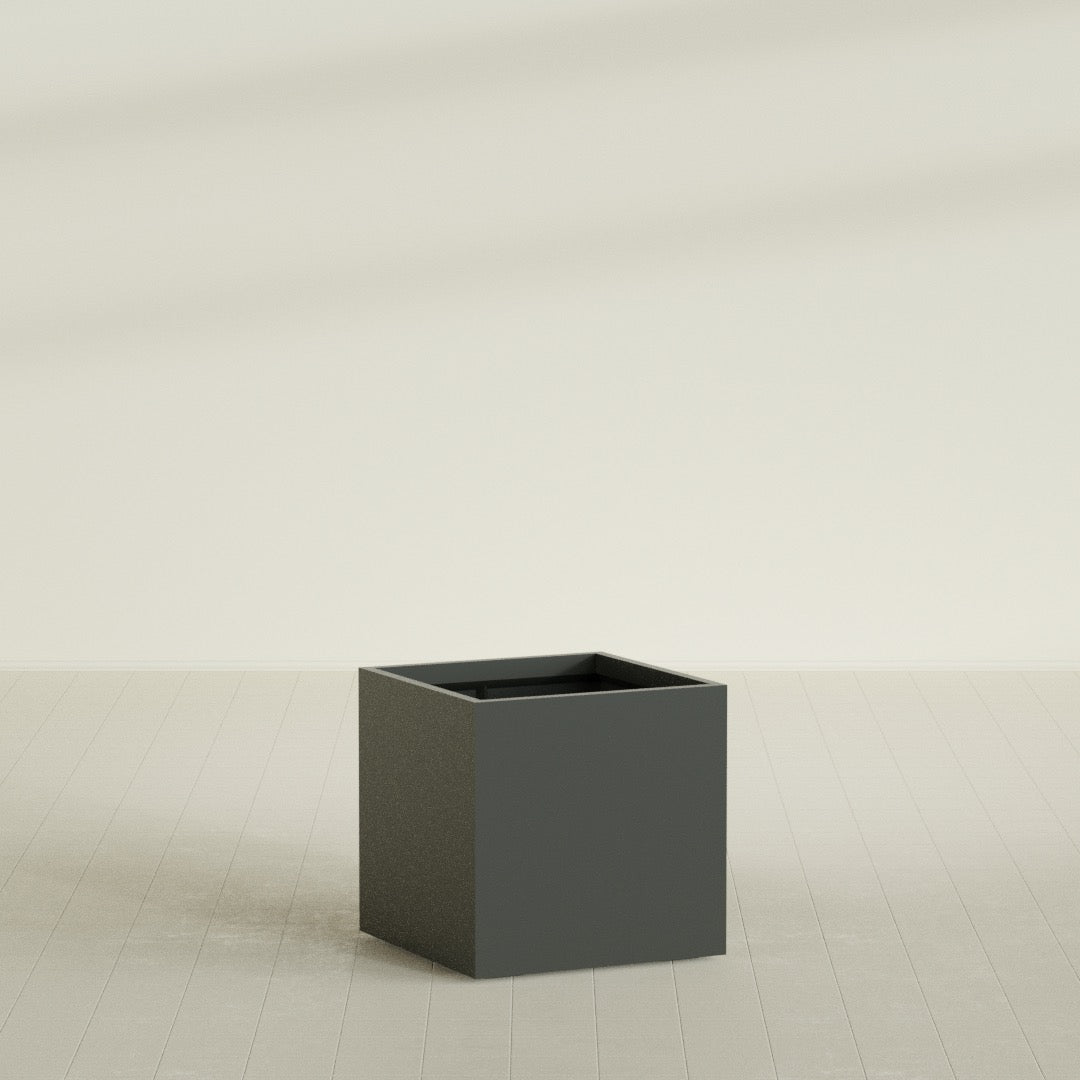 Montroy Large Cube Square Fiberglass Planter - 32 in x 32 in x 32 in - Matte Charcoal - Matte Charcoal,32 in x 32 in x 32 in