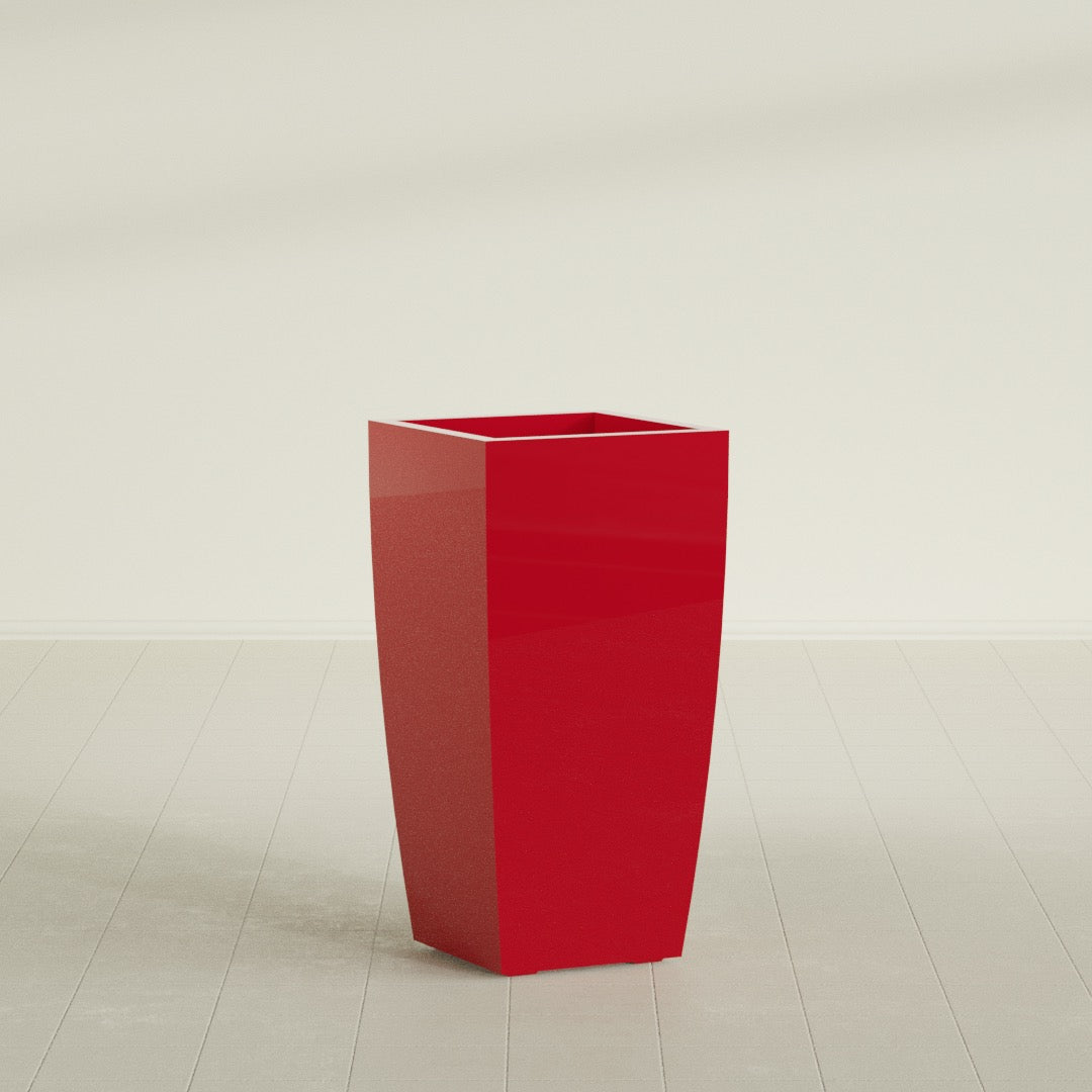 Toulan Large Tall Tapered Square Fiberglass Planter - 18 in x 18 in x 36 in - Gloss Red - Gloss Red,18 in x 18 in x 36 in
