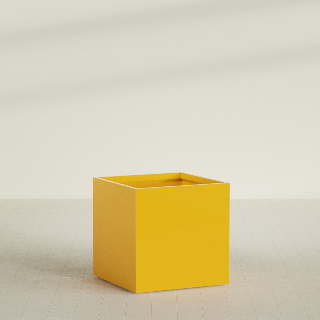 Montroy Large Cube Square Fiberglass Planter - 40 in x 40 in x 40 in - Gloss Saffron - Gloss Saffron,40 in x 40 in x 40 in