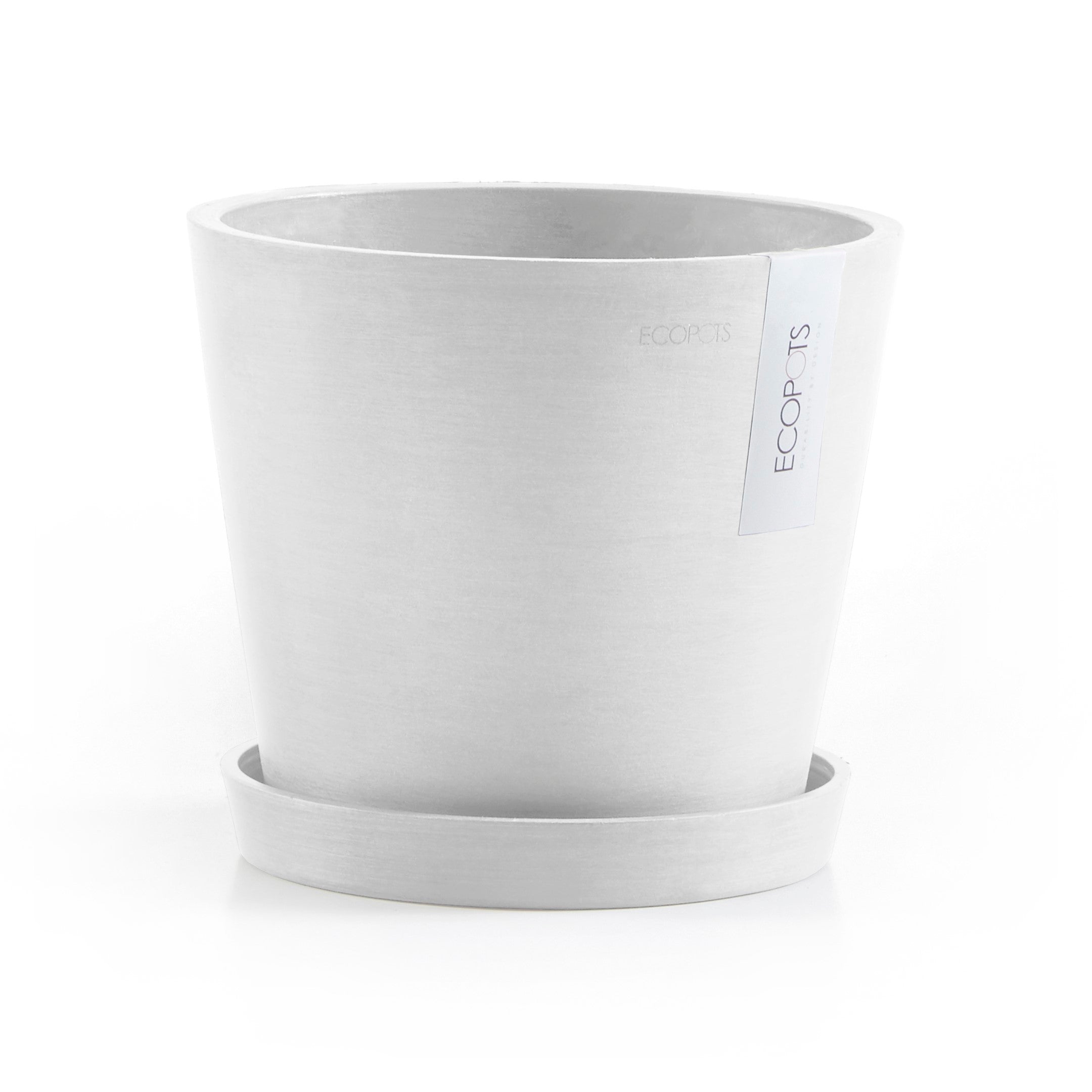 Amsterdam Small Round Planter - 8 in x 8 in x 7 in - Planter + Saucer - Pure White - Pure White,8 in x 8 in x 7 in,Planter + Saucer