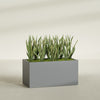 Granada Extra Large Long Rectangle Fiberglass Planter - 48 in x 24 in x 24 in - Metallic Gunmetal - Metallic Gunmetal,48 in x 24 in x 24 in