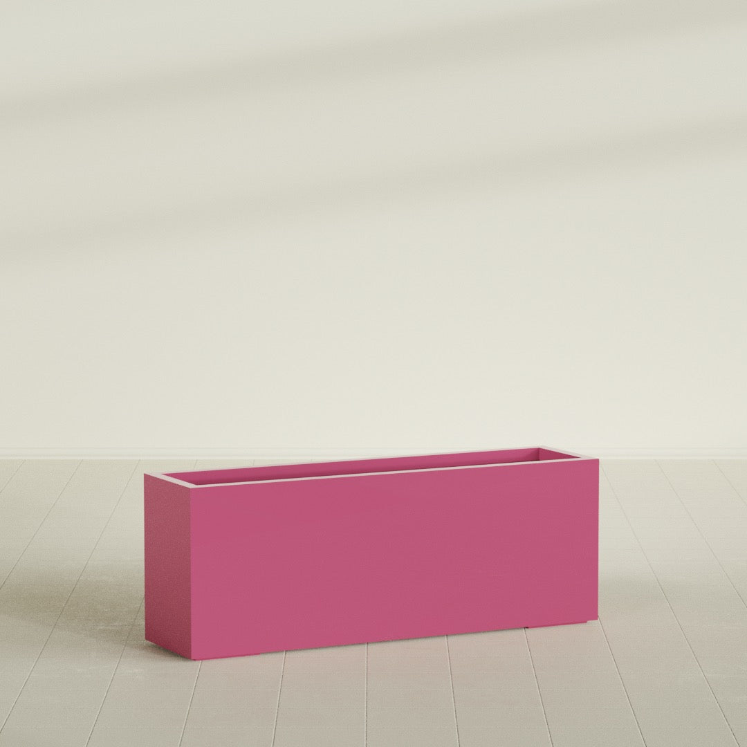Miami Extra Large Narrow Rectangle Fiberglass Planter - 48 in x 12 in x 18 in - Gloss Pink Violet - Gloss Pink Violet,48 in x 12 in x 18 in