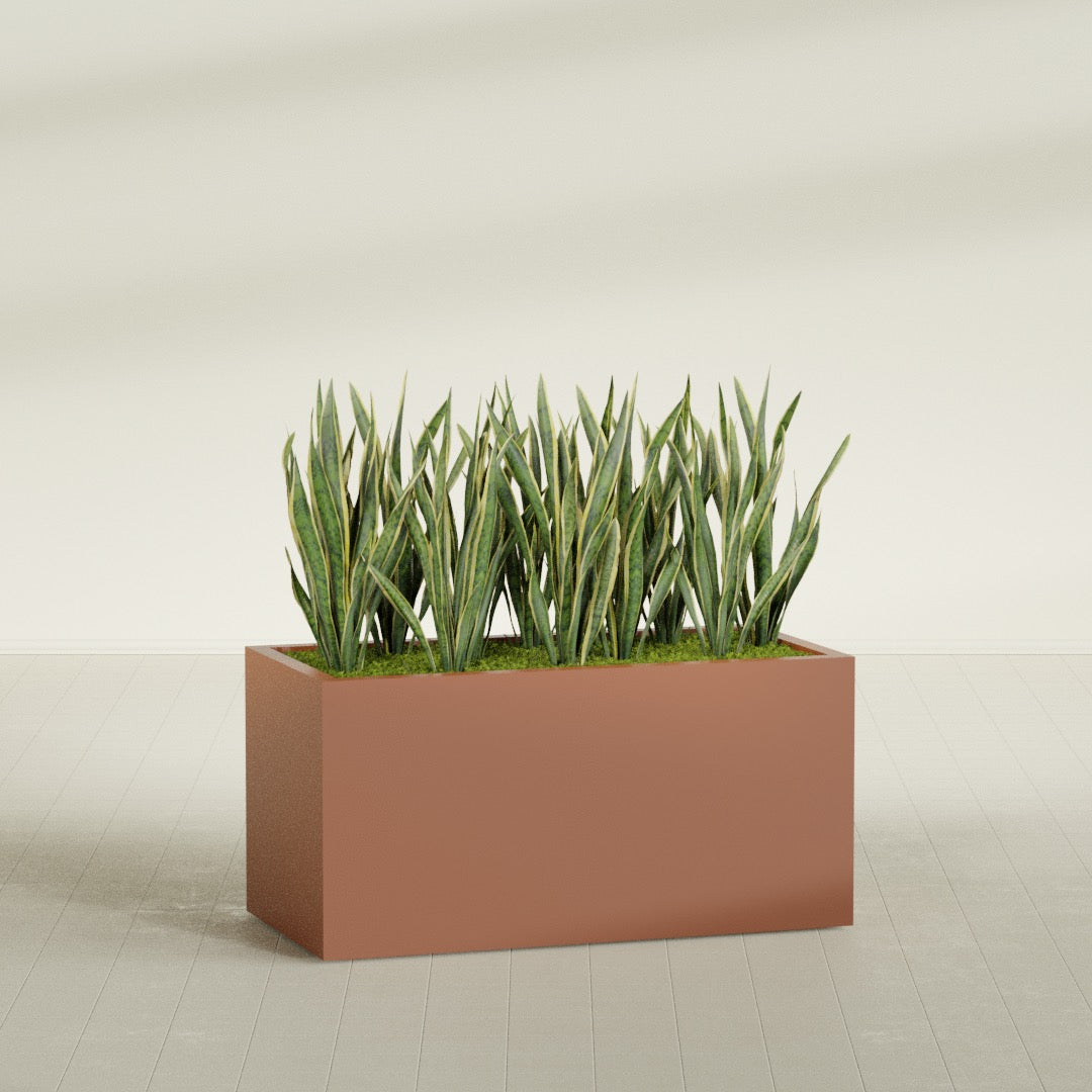 Granada Extra Large Long Rectangle Fiberglass Planter - 48 in x 24 in x 24 in - Matte Terracotta - Matte Terracotta,48 in x 24 in x 24 in