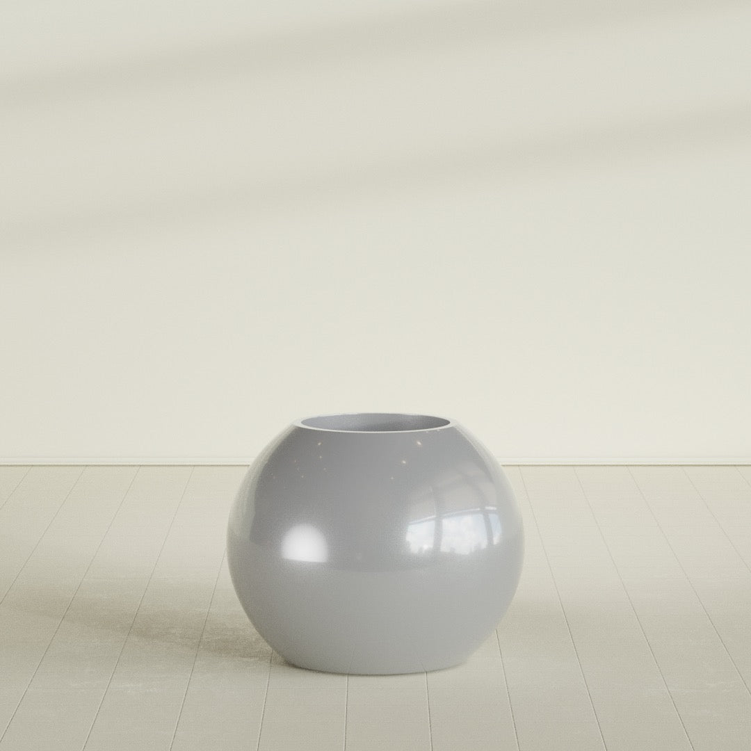 Globe Large Sphere Fiberglass Planter - 30 in x 30 in x 24 in - Metallic Silver - Metallic Silver,30 in x 30 in x 24 in