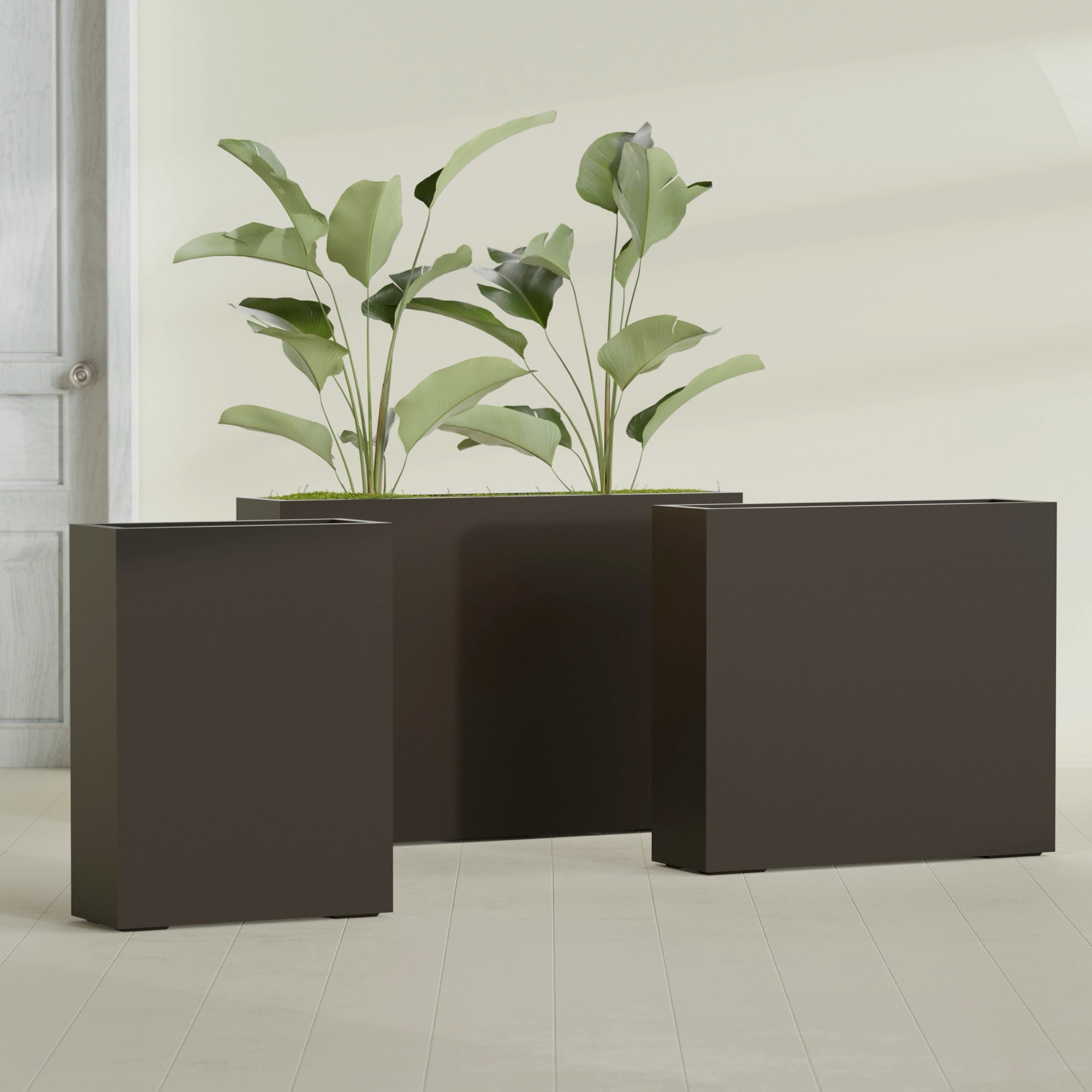 Amesbury Extra Large Narrow Rectangle Fiberglass Planter - 48 in x 10 in x 32 in - Matte Brown - Matte Brown,48 in x 10 in x 32 in