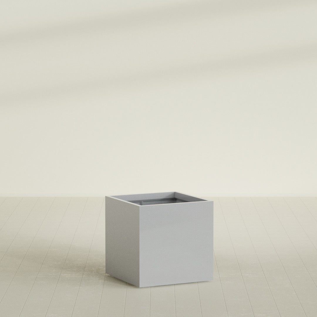 Montroy Large Cube Square Fiberglass Planter - 32 in x 32 in x 32 in - Metallic Silver - Metallic Silver,32 in x 32 in x 32 in