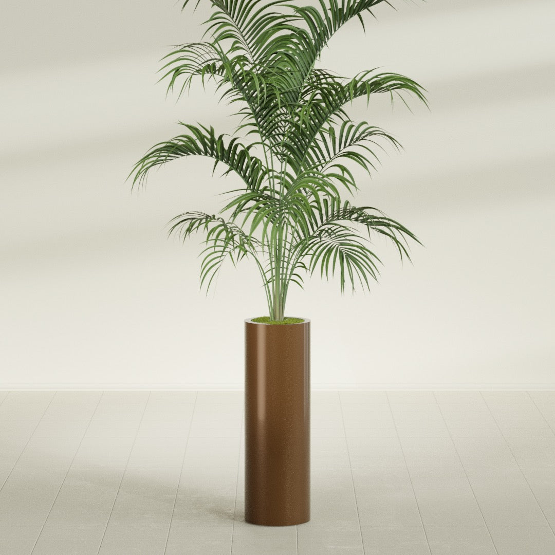 Corry Large Tall Cylinder Fiberglass Planter - 10 in x 10 in x 30 in - Metallic Bronze - Metallic Bronze,10 in x 10 in x 30 in