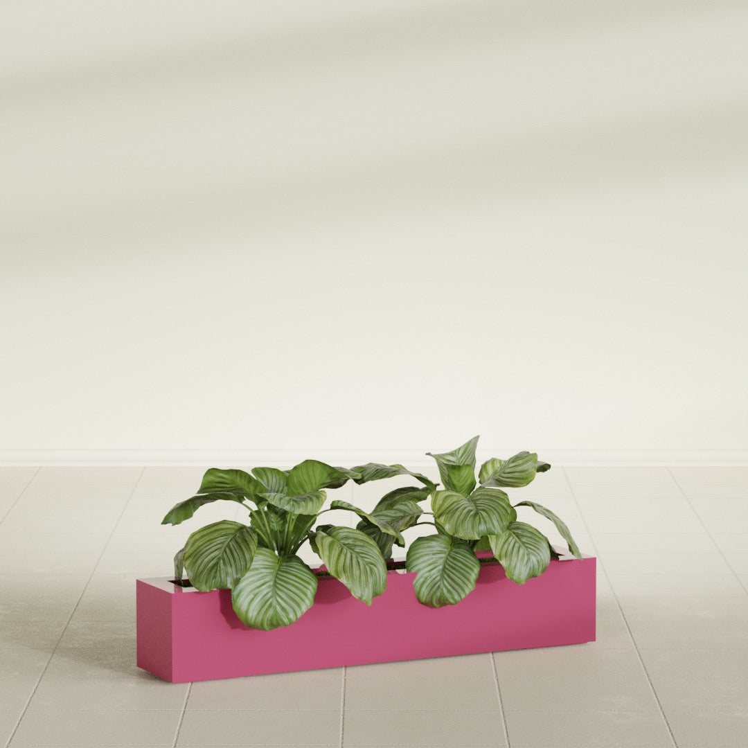 Salon Large Tall Rectangle Fiberglass Planter - 42 in x 8 in x 8 in - Gloss Pink Violet - Gloss Pink Violet,42 in x 8 in x 8 in