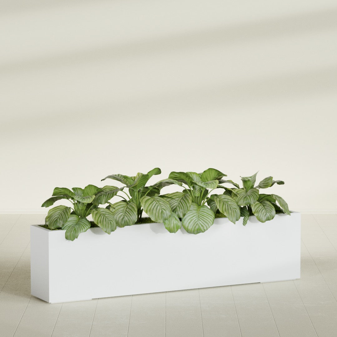 Miami Extra Large Narrow Rectangle Fiberglass Planter - 72 in x 12 in x 18 in - Gloss White - Gloss White,72 in x 12 in x 18 in