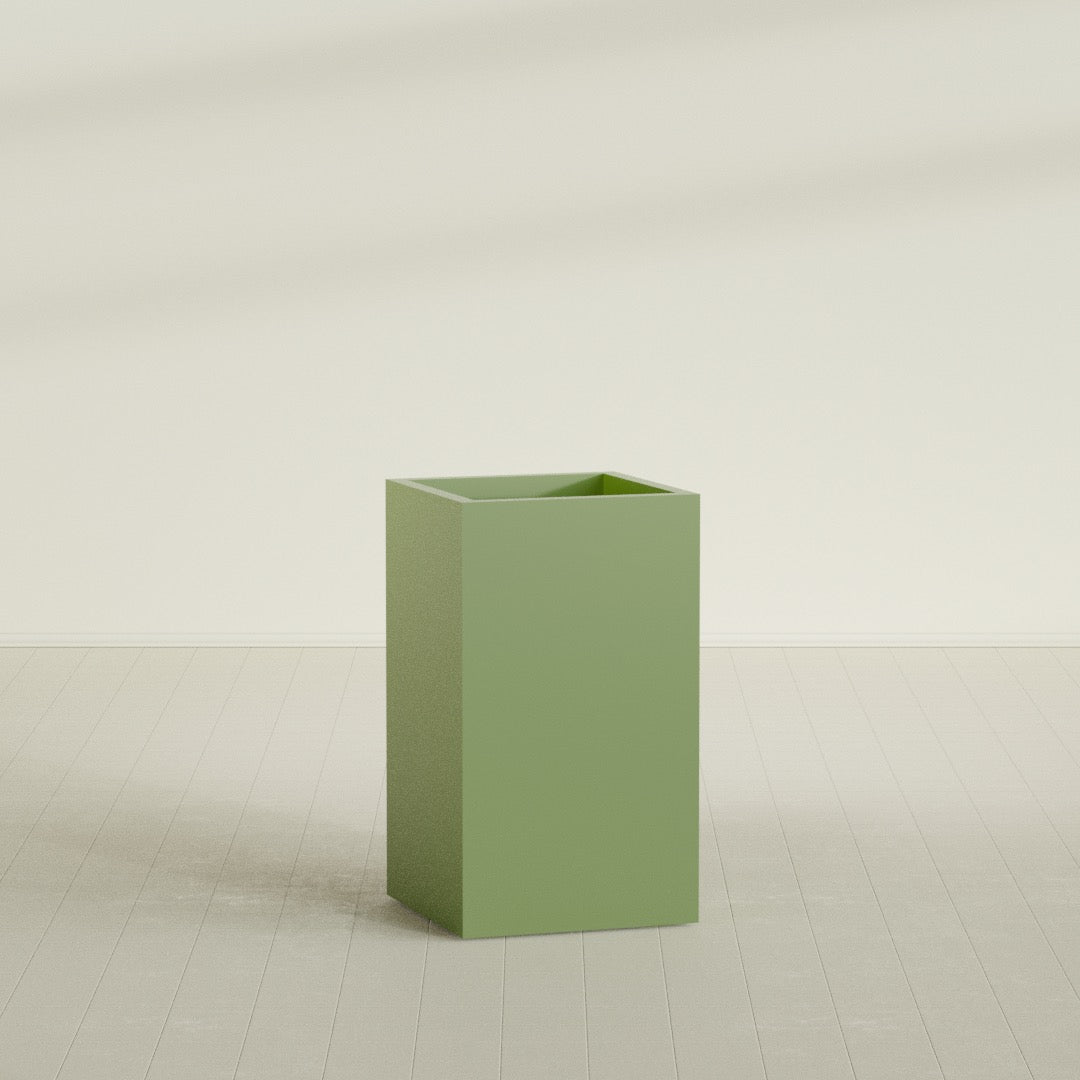 Darwin Large Tall Rectangle Fiberglass Planter - 24 in x 24 in x 42 in - Satin Green - Satin Green,24 in x 24 in x 42 in