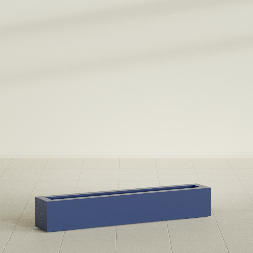 Salon Large Tall Rectangle Fiberglass Planter - 48 in x 8 in x 8 in - Matte Cobalt Blue - Matte Cobalt Blue,48 in x 8 in x 8 in