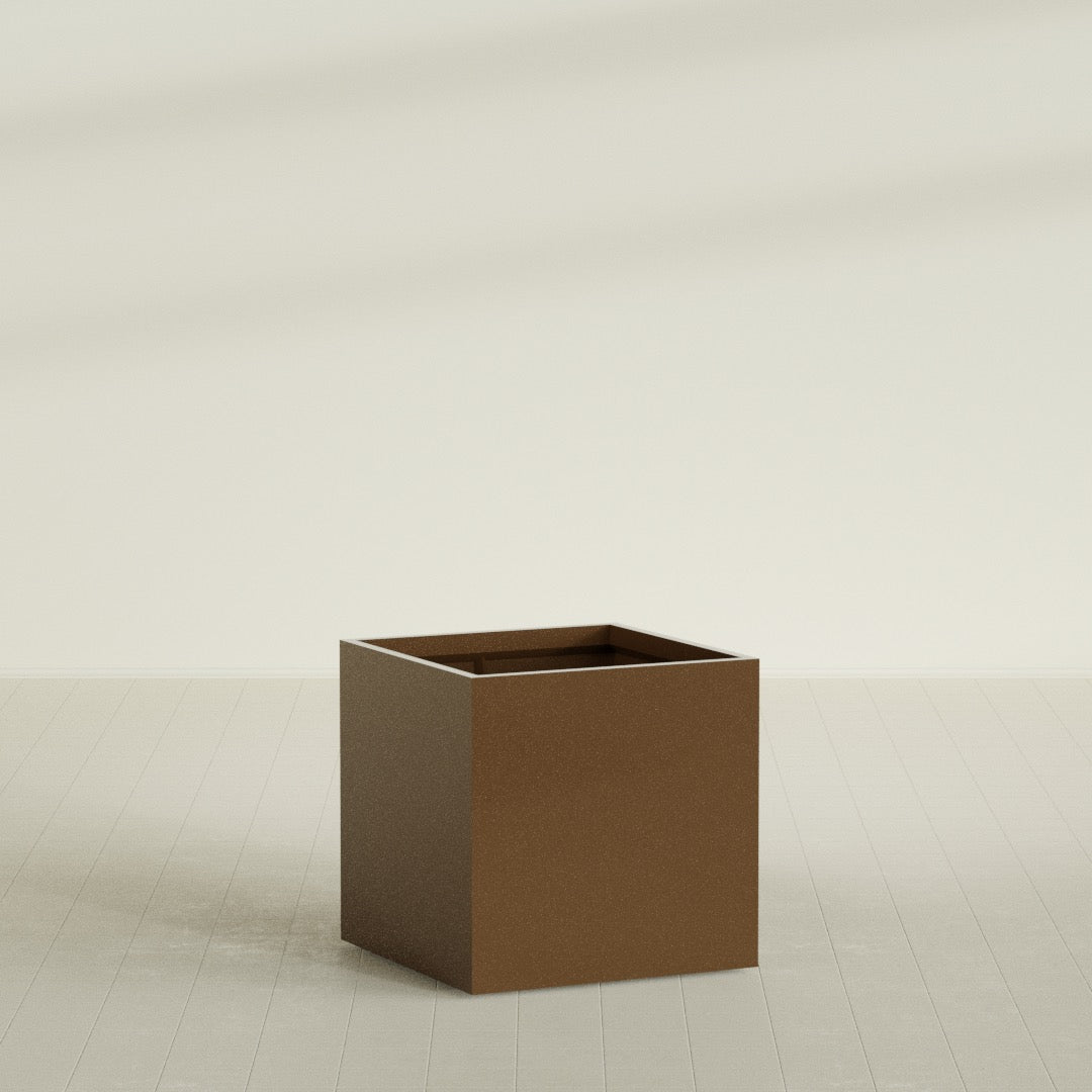 Montroy Large Cube Square Fiberglass Planter - 36 in x 36 in x 36 in - Metallic Bronze - Metallic Bronze,36 in x 36 in x 36 in