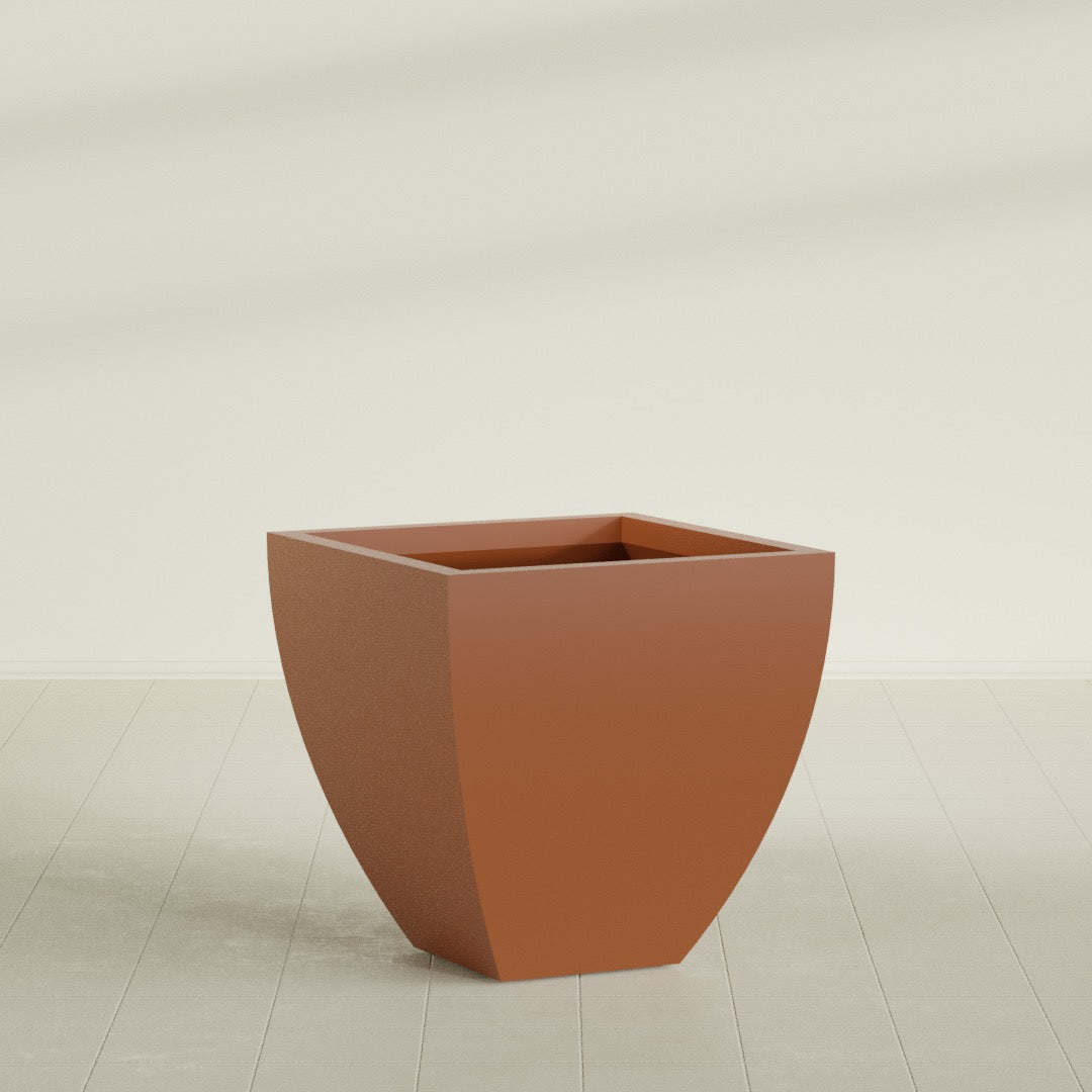 Lima Large Tapered Square Fiberglass Planter - 30 in x 30 in x 30 in - Matte Terracotta - Matte Terracotta,30 in x 30 in x 30 in