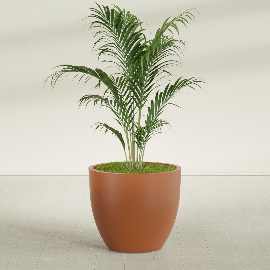 Wannsee Large Round Fiberglass Planter - 39 in x 39 in x 34 in - Matte Terracotta - Matte Terracotta,39 in x 39 in x 34 in