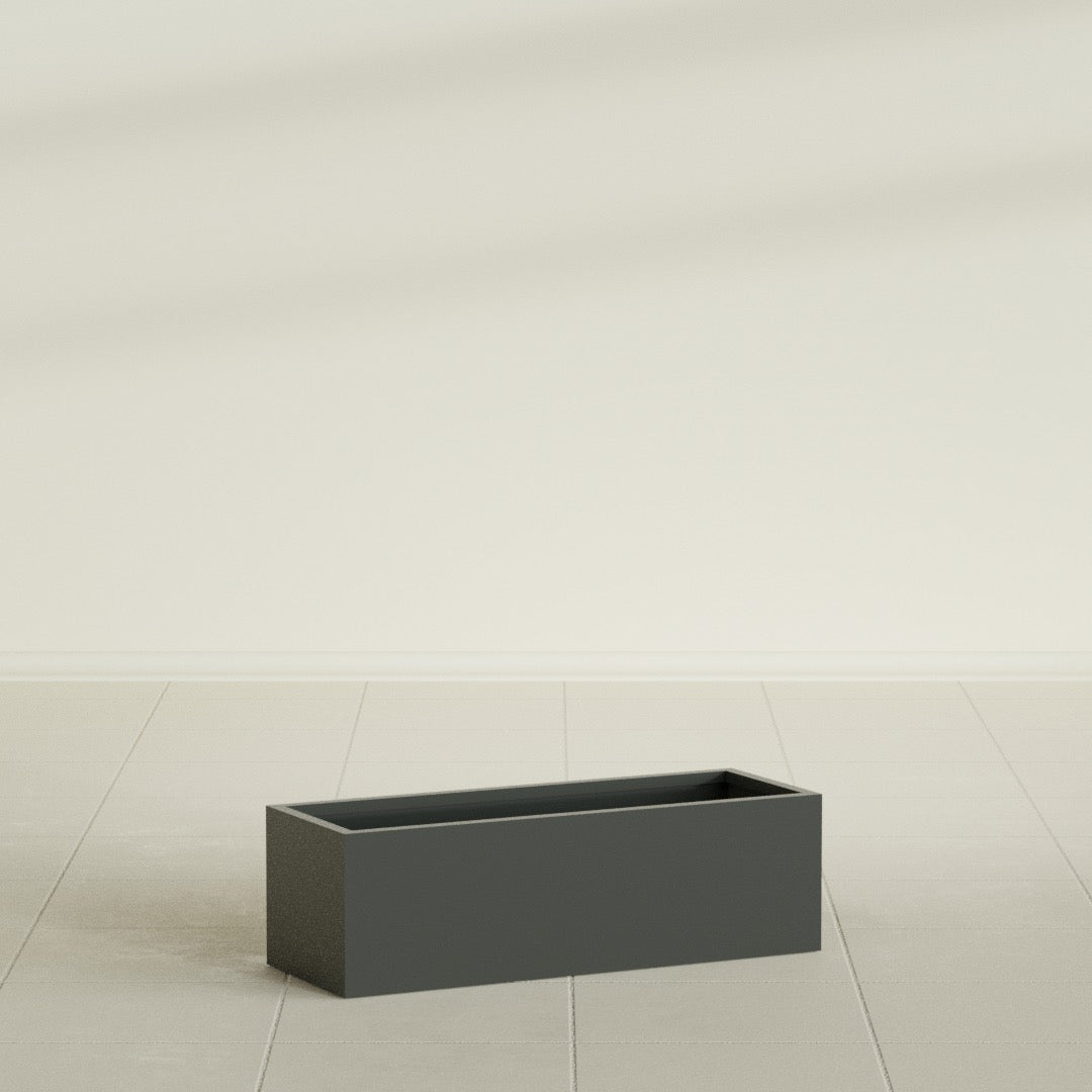 Reade Small Tabletop Rectangle Fiberglass Planter - 14 in x 5 in x 4.3 in - Matte Charcoal - Matte Charcoal,14 in x 5 in x 4.3 in