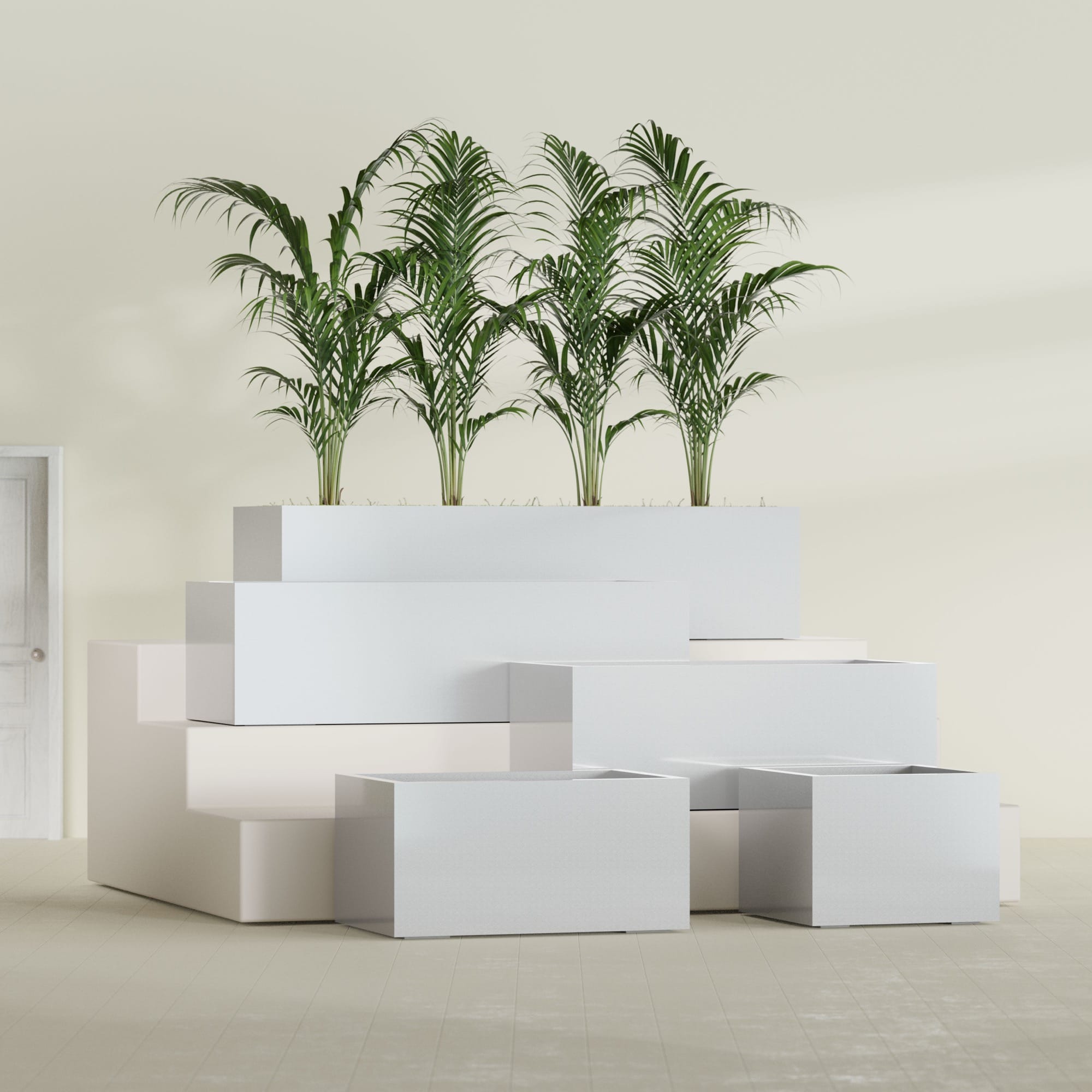 Torino Extra Large Wide Rectangle Fiberglass Planter - 60 in x 24 in x 18 in - Metallic Silver - Metallic Silver,60 in x 24 in x 18 in