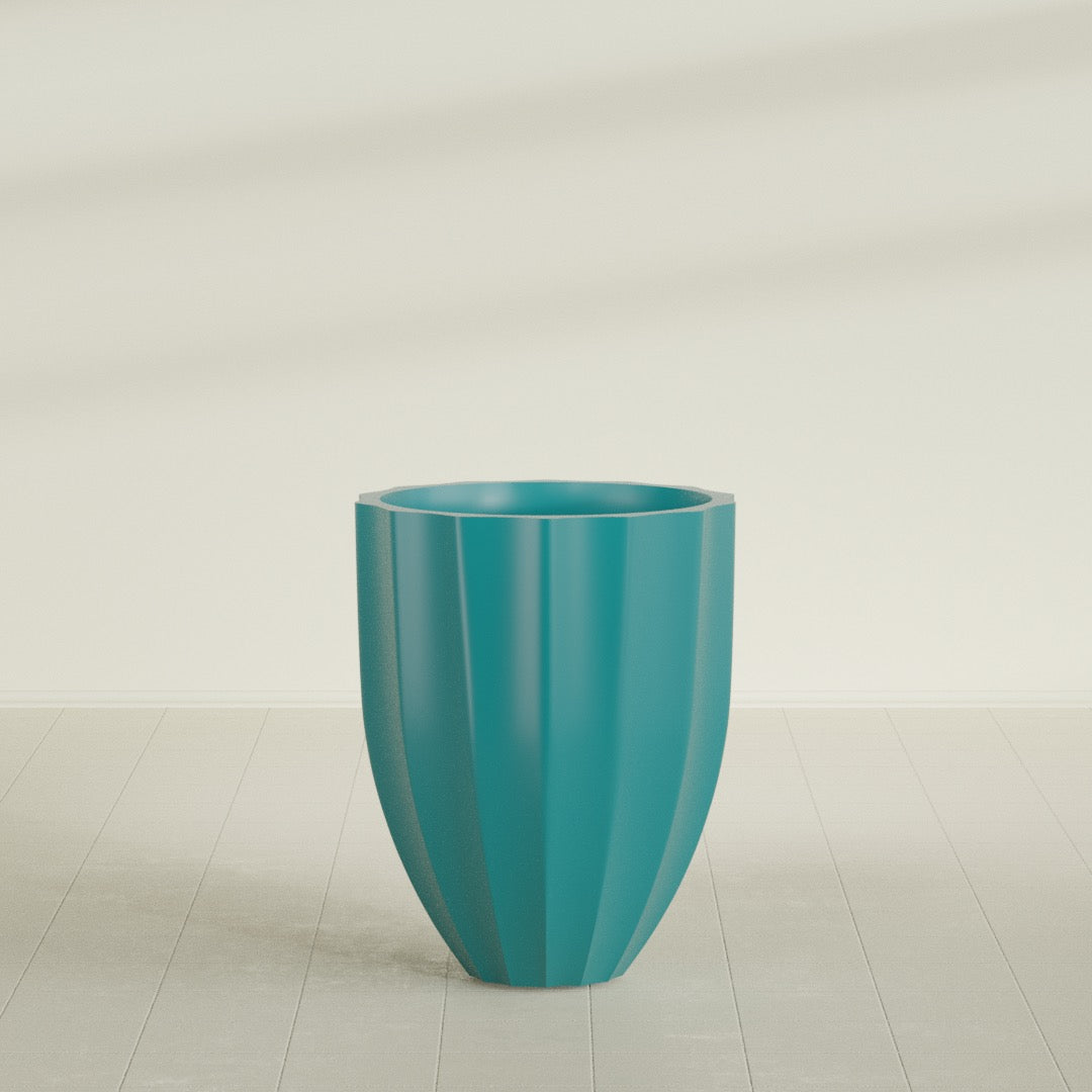Alicante Medium Round Fiberglass Planter - 26 in x 26 in x 32 in - Satin Sea Foam - Satin Sea Foam,26 in x 26 in x 32 in