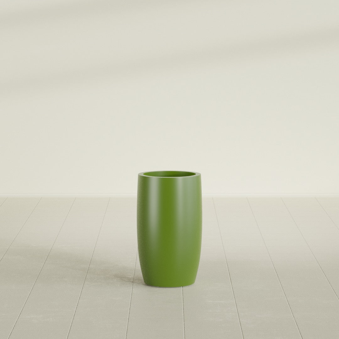 Lisbon Medium Round Fiberglass Planter - 14 in x 14 in x 25 in - Satin Green - Satin Green,14 in x 14 in x 25 in
