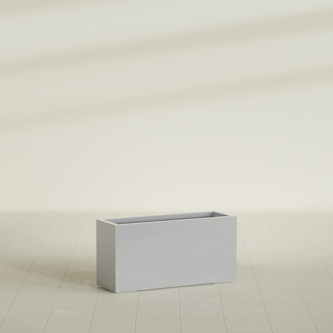 Hollywood Large Narrow Rectangle Fiberglass Planter - 36 in x 12 in x 24 in - Metallic Silver - Metallic Silver,36 in x 12 in x 24 in
