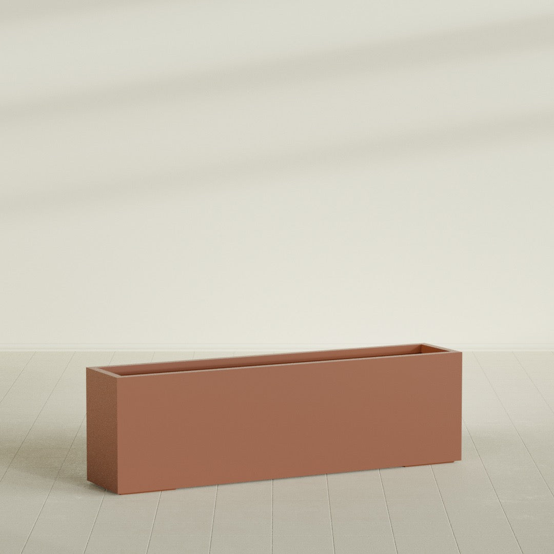 Miami Extra Large Narrow Rectangle Fiberglass Planter - 60 in x 12 in x 18 in - Matte Terracotta - Matte Terracotta,60 in x 12 in x 18 in