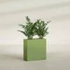 Milano Medium Narrow Rectangle Fiberglass Planter - 24 in x 10 in x 24 in - Satin Green - Satin Green,24 in x 10 in x 24 in