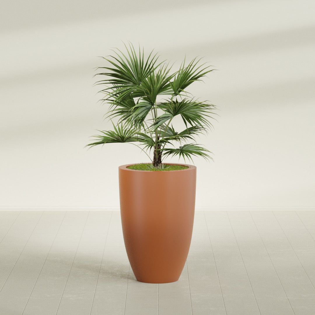 Brannan Large Round Fiberglass Planter - 24 in x 24 in x 35 in - Matte Terracotta - Matte Terracotta,24 in x 24 in x 35 in
