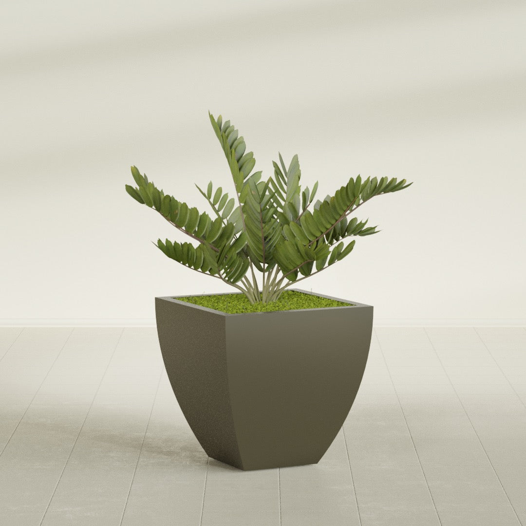 Lima Medium Tapered Square Fiberglass Planter - 24 in x 24 in x 24 in - Matte Bronze - Matte Bronze,24 in x 24 in x 24 in
