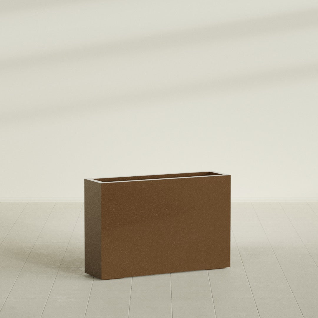 Milano Large Narrow Rectangle Fiberglass Planter - 36 in x 10 in x 24 in - Metallic Bronze - Metallic Bronze,36 in x 10 in x 24 in