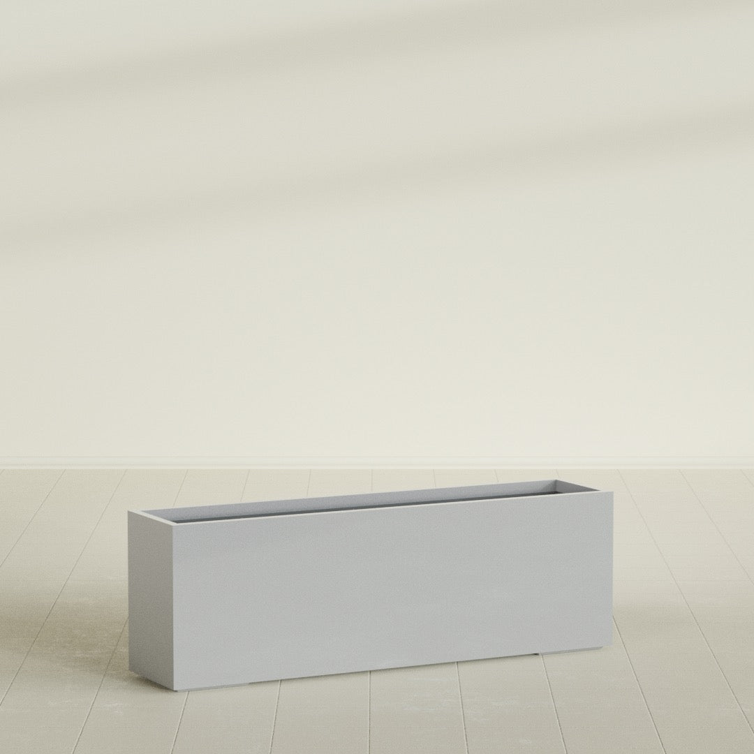 Tolga Extra Large Long Rectangle Fiberglass Planter - 72 in x 16 in x 24 in - Metallic Silver - Metallic Silver,72 in x 16 in x 24 in