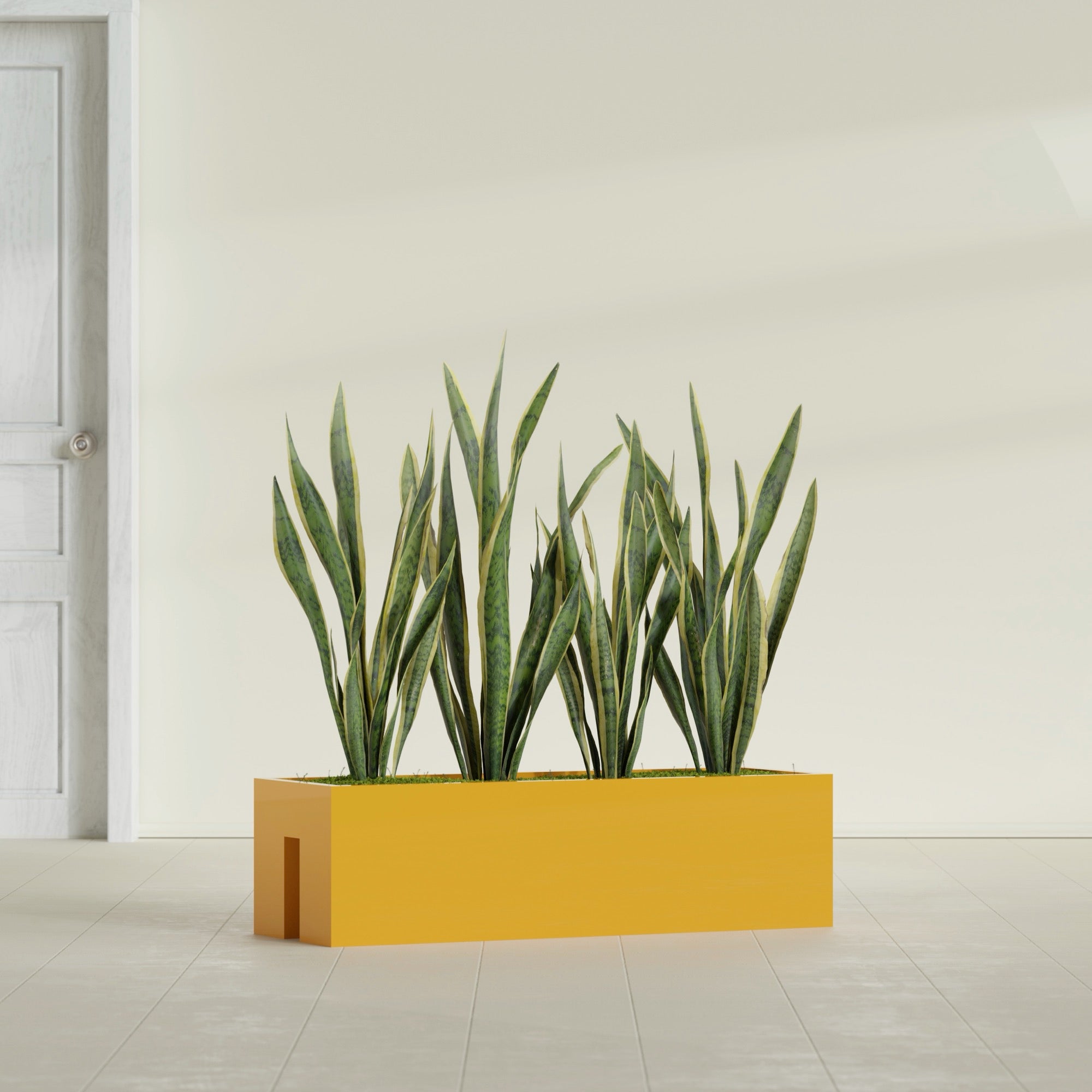 Tiergarden Large Long Over The Railing Rectangle Fiberglass Planter - 36 in x 12 in x 10 in - Gloss Saffron - Gloss Saffron,36 in x 12 in x 10 in