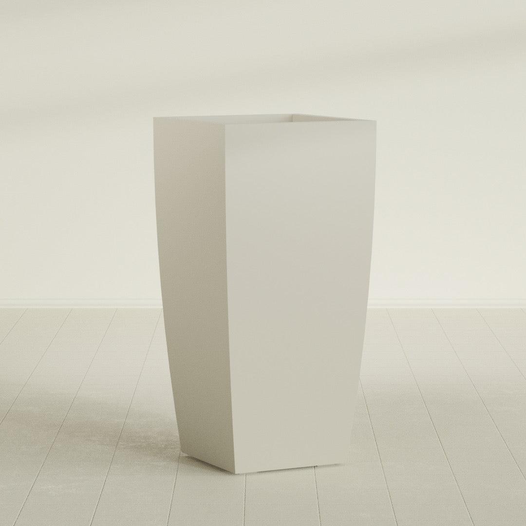 Toulan Extra Large Tall Tapered Square Fiberglass Planter - 23 in x 23 in x 48 in - Satin Beige - Satin Beige,23 in x 23 in x 48 in
