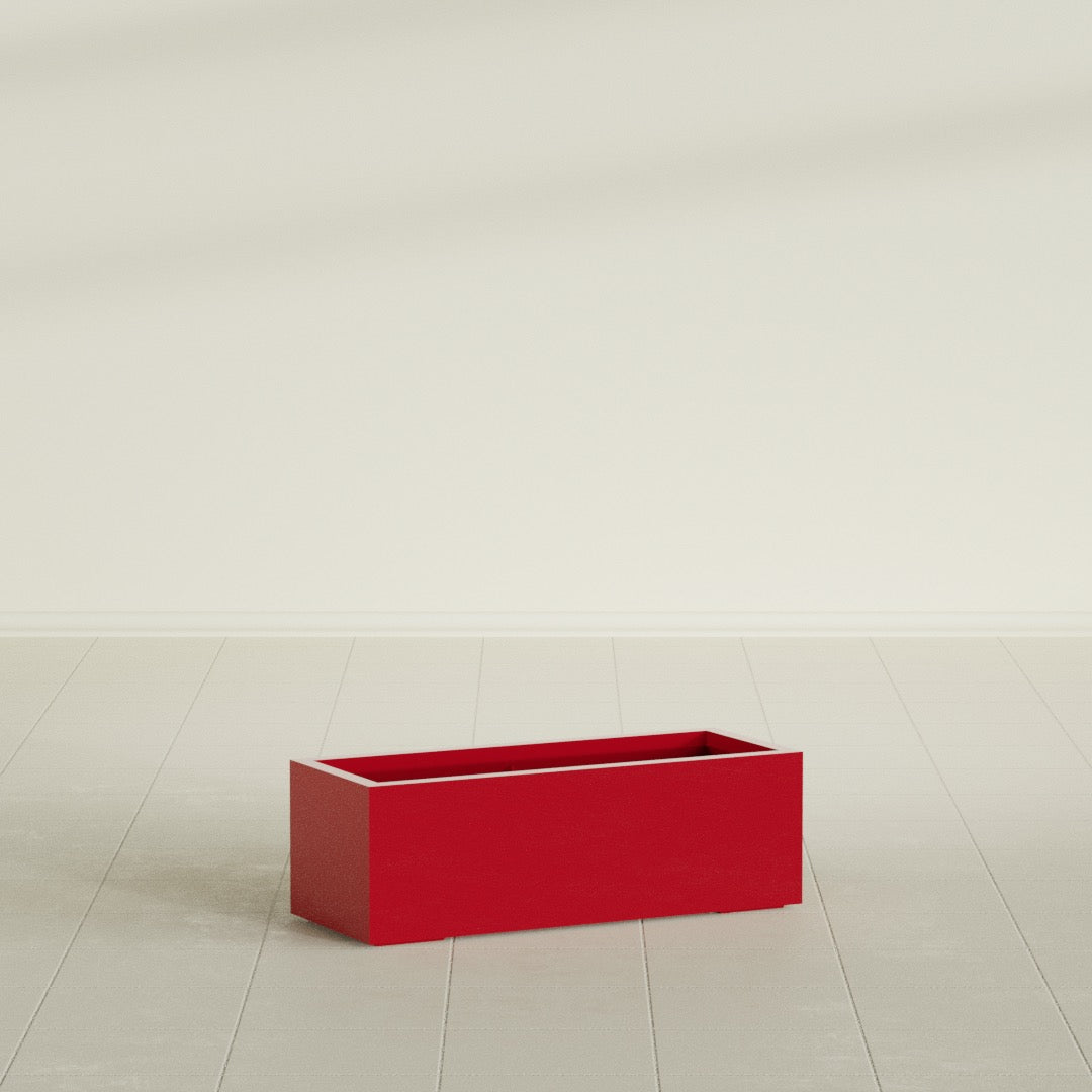 Cuba Large Long Rectangle Fiberglass Planter - 36 in x 14 in x 12 in - Gloss Red - Gloss Red,36 in x 14 in x 12 in