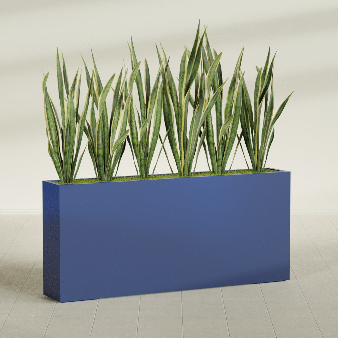 Delray Extra Large Long Rectangle Fiberglass Planter - 72 in x 12 in x 32 in - Matte Cobalt Blue - Matte Cobalt Blue,72 in x 12 in x 32 in