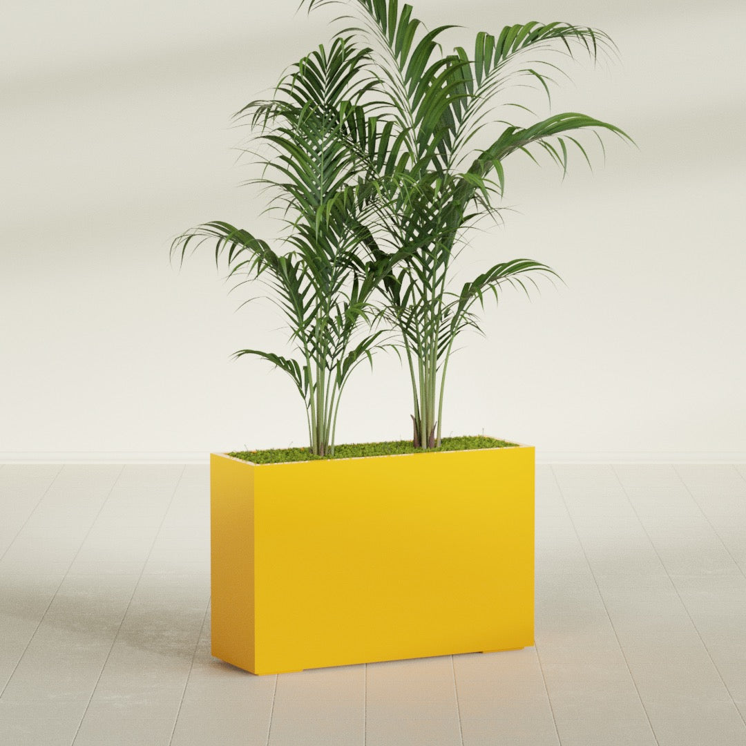 Potsdam Extra Large Long Rectangle Fiberglass Planter - 48 in x 16 in x 32 in - Gloss Saffron - Gloss Saffron,48 in x 16 in x 32 in