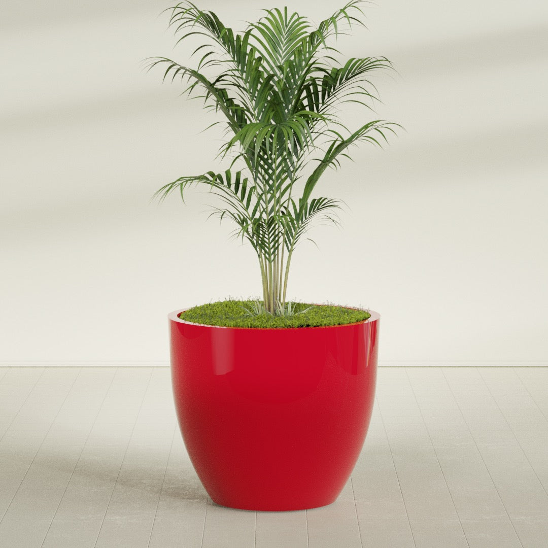 Wannsee Extra Large Round Fiberglass Planter - 50 in x 50 in x 44 in - Gloss Red - Gloss Red,50 in x 50 in x 44 in