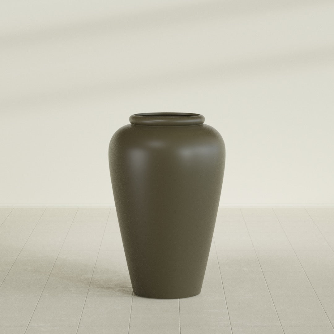 Bara Jar Large Round Fiberglass Planter - 24 in x 24 in x 37 in - Matte Bronze - Matte Bronze,24 in x 24 in x 37 in