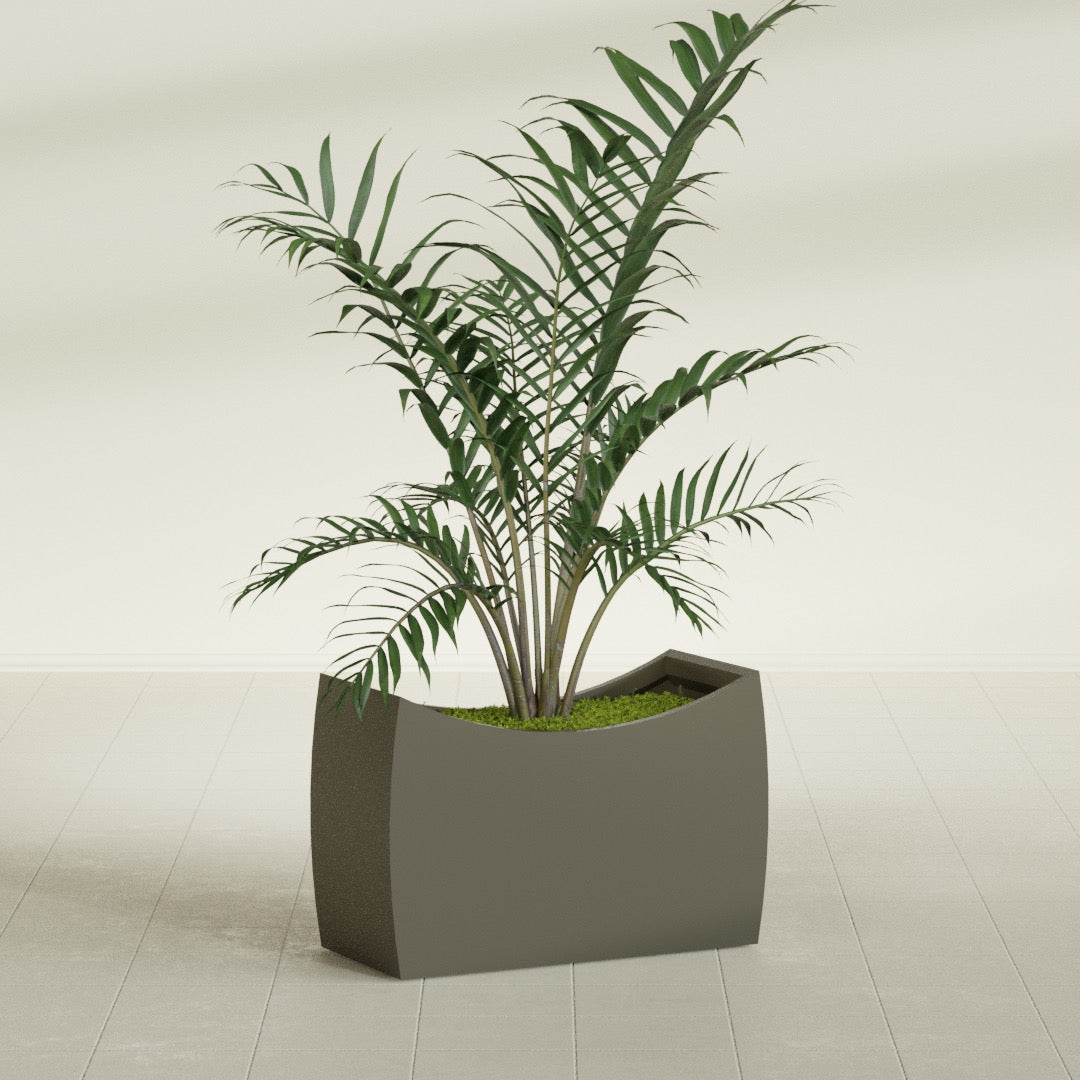 Seoul Large Curved Abstract Fiberglass Planter - 36 in x 16 in x 24 in - Matte Bronze - Matte Bronze,36 in x 16 in x 24 in