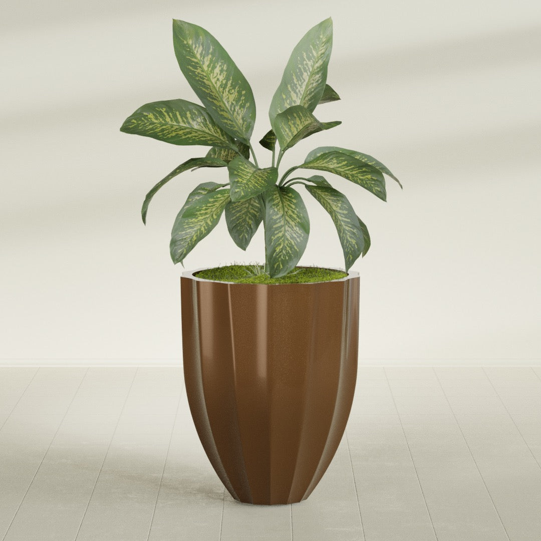 Alicante Medium Round Fiberglass Planter - 26 in x 26 in x 32 in - Metallic Bronze - Metallic Bronze,26 in x 26 in x 32 in