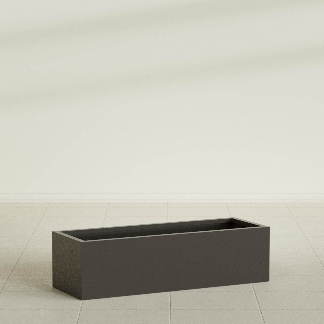 Reade Small Tabletop Rectangle Fiberglass Planter - 18 in x 6.5 in x 5 in - Matte Brown - Matte Brown,18.5 in x 6.5 in x 5 in