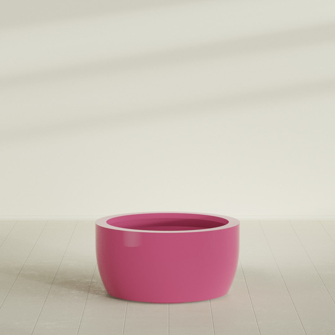 Casablanca Large Round Low Bowl Fiberglass Planter - 36 in x 36 in x 18 in - Gloss Pink Violet - Gloss Pink Violet,36 in x 36 in x 18 in
