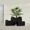 Seoul Extra Large Curved Abstract Fiberglass Planter - 48 in x 20 in x 36 in - Matte Black - Matte Black,48 in x 20 in x 36 in