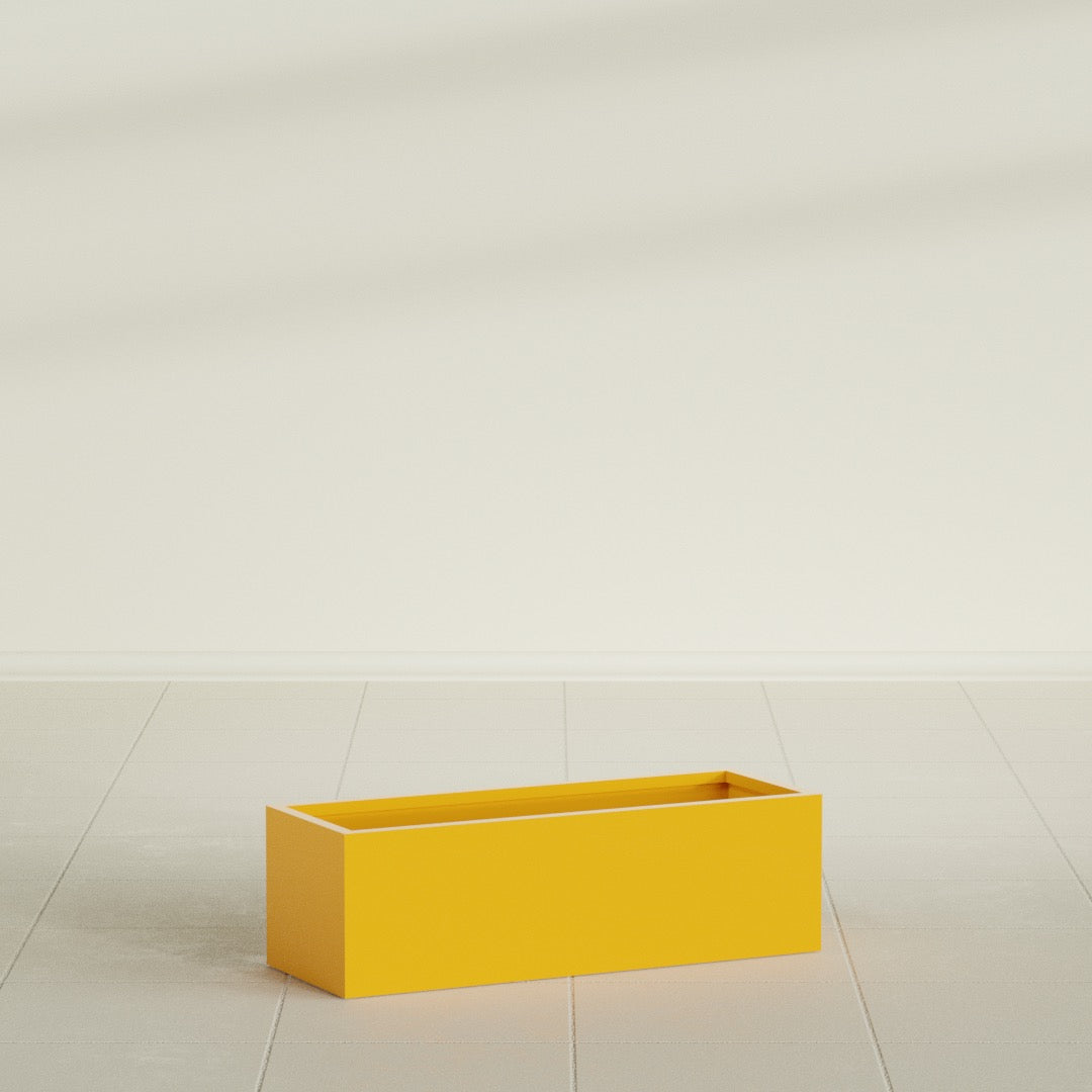 Reade Small Tabletop Rectangle Fiberglass Planter - 14 in x 5 in x 4.3 in - Gloss Saffron - Gloss Saffron,14 in x 5 in x 4.3 in